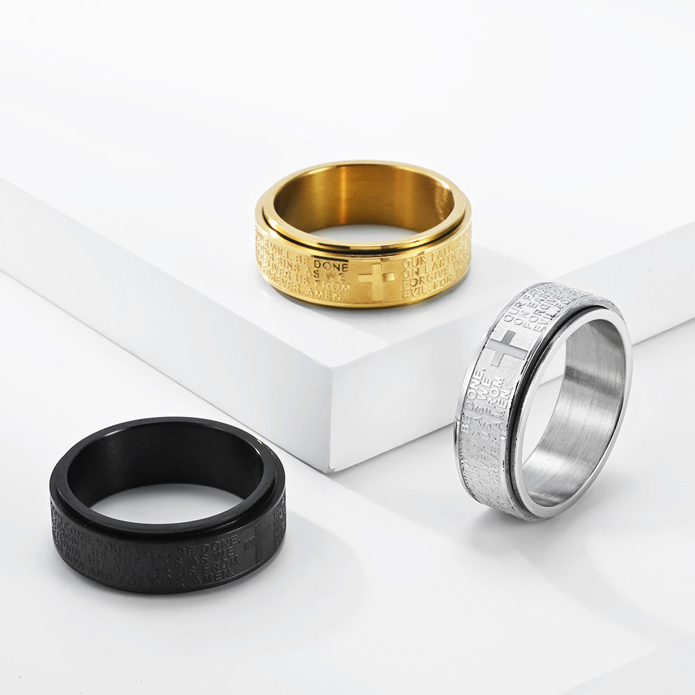 Prayer Rotating Stainless Steel Men's Ring
