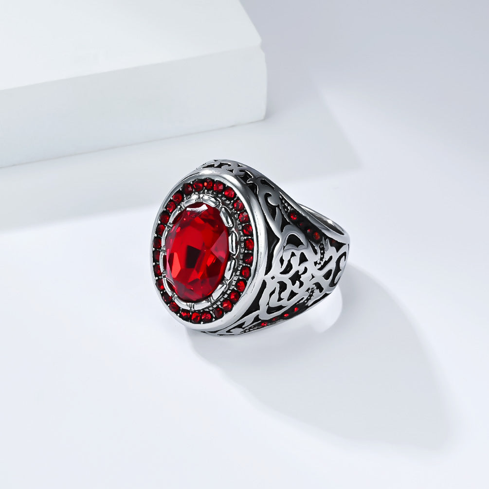 Stainless Steel Gemstone Vintage Ring