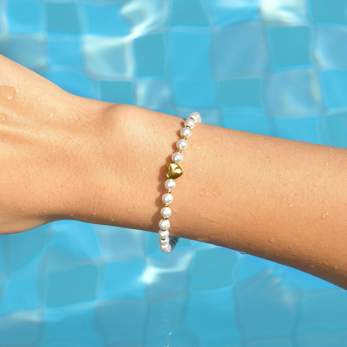 Heart Pearl Stainless Steel Bracelet Unisex