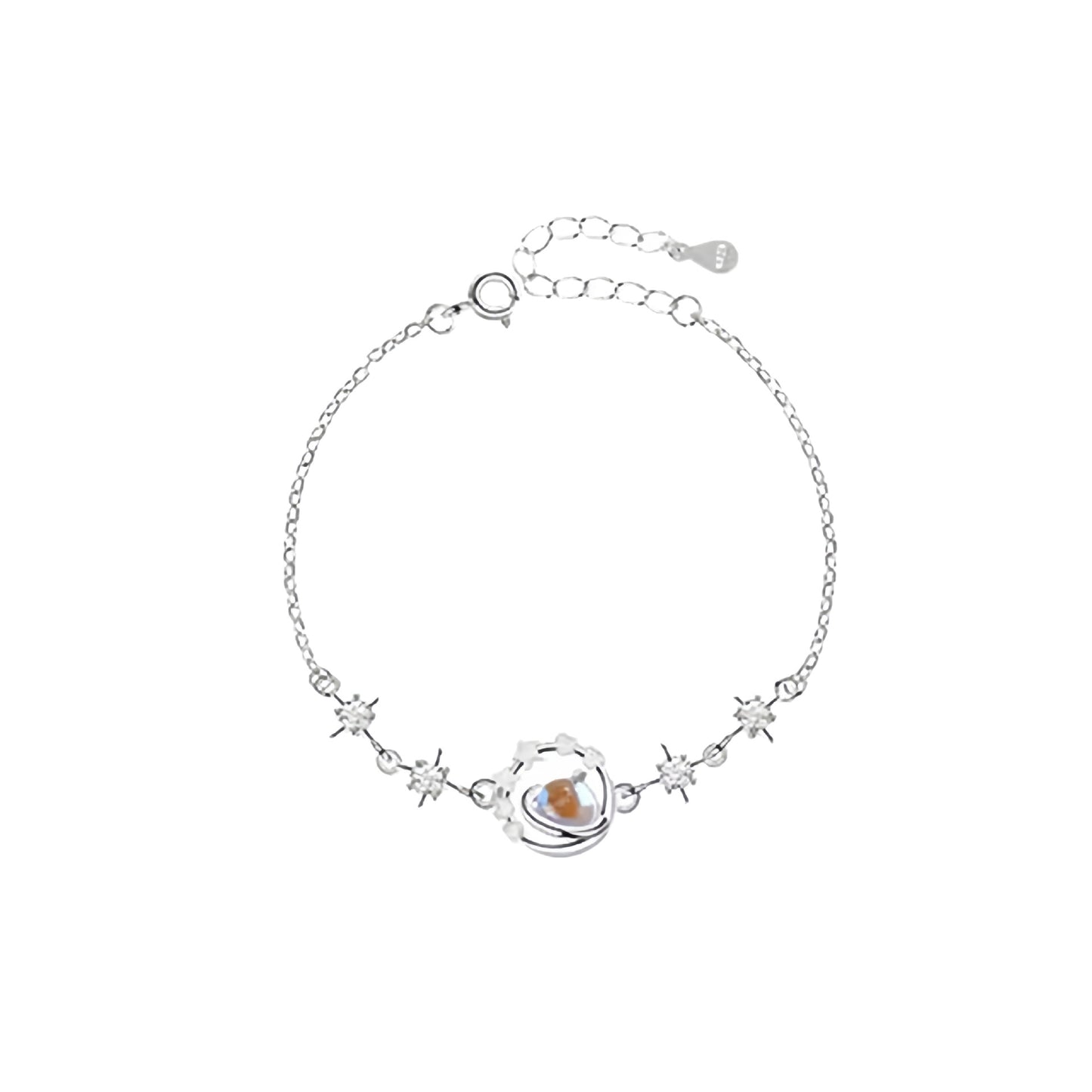 Planderful S925 Sterling Silver Pluto And Charon Bracelet For Women Gift For Girlfriend Exquisite Moonstone Zircon