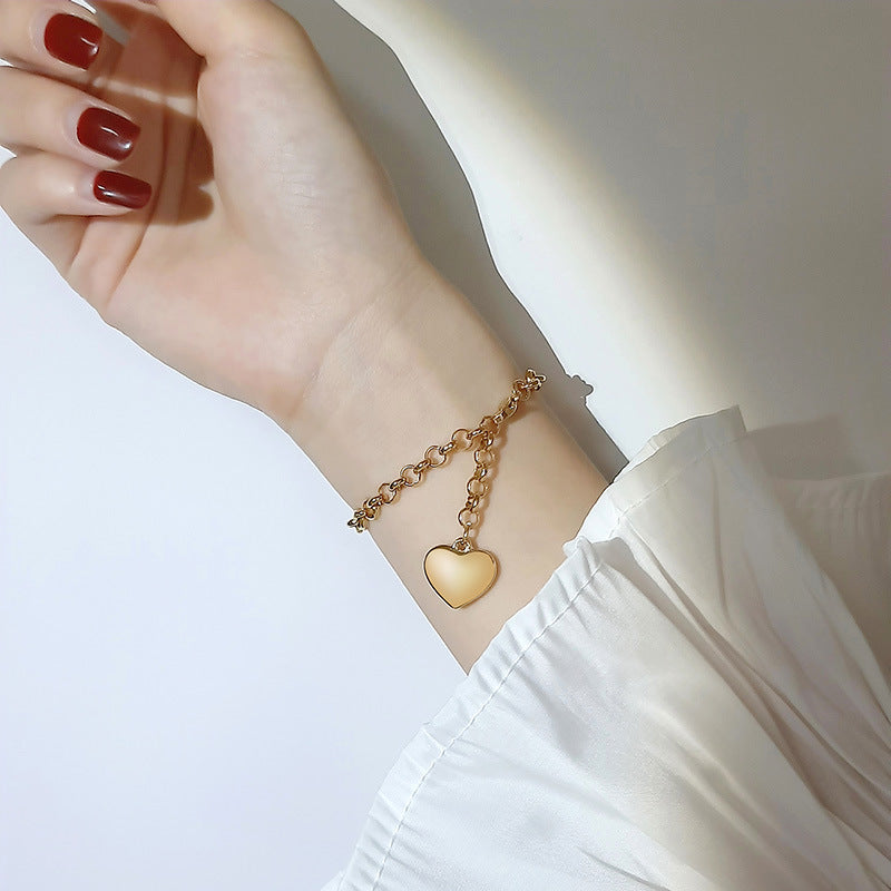 Stainless Steel Heart Accessories Bracelet Gold Steel Rose Gold