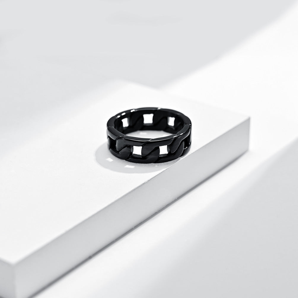 Planderful Everyday Genie Cuban Chain Ring Steel Unisex Jewelry For Men Women Street Style Durable