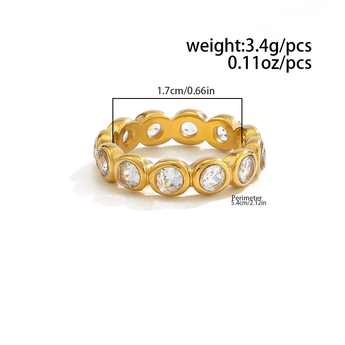 Planderful Zircon Ring For Women Geometric Round Inlay Stainless Steel Statement