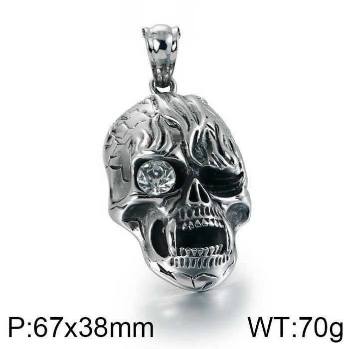 Extravagant Skull Mask Pendant - Vintage Zircon-Set Titanium Steel Ghost Head Necklace for Men