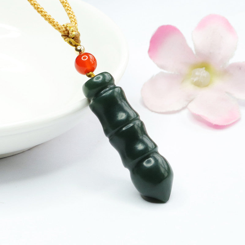 Taqing Hetian Jade Calligraphy Brush Pendant