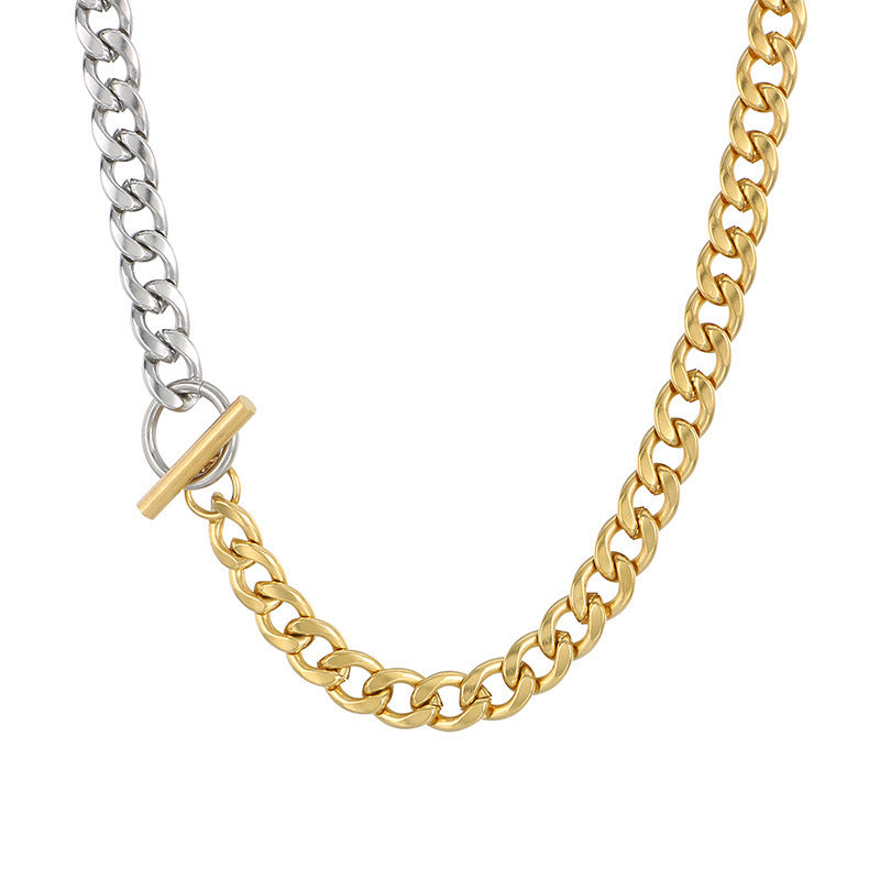 Hip Hop Stainless Steel Gold Silver NK Chain Bracelet Set