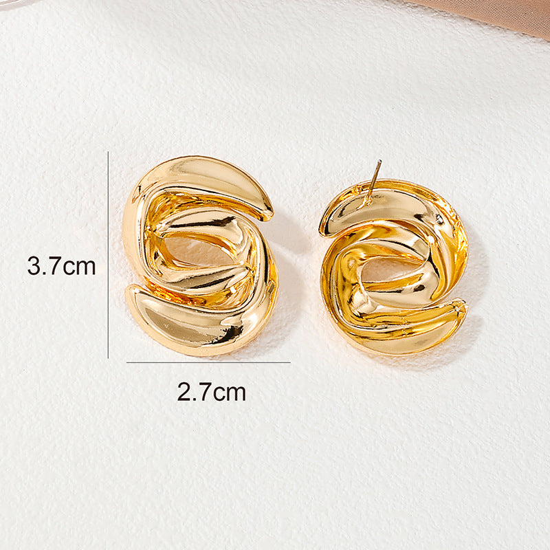 Irregular Geometric Metal Stud Earrings - Vienna Verve Collection