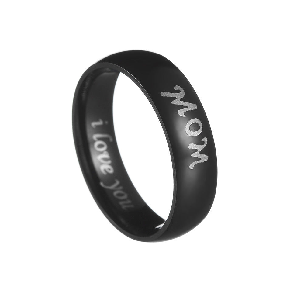 Family Love Steel Ring for Men - Dad Mom I Love You - Size 6-13 - Planderful Collection