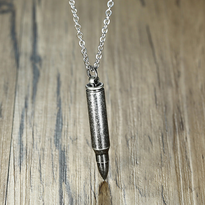 Stainless Steel Bullet Pendant Necklace Personalized Hip Hop Jewelry