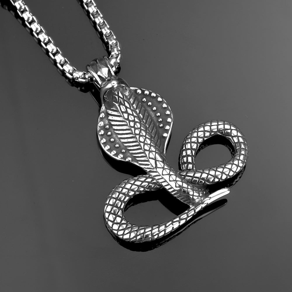 European And American Jewelry Stainless Steel Men's Rattlesnake Pendant Necklace