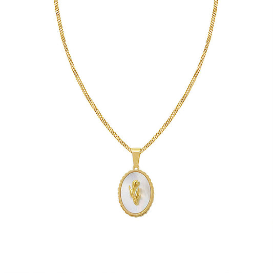 French Vintage Gold Plated Tulip White Fritillaria Necklace