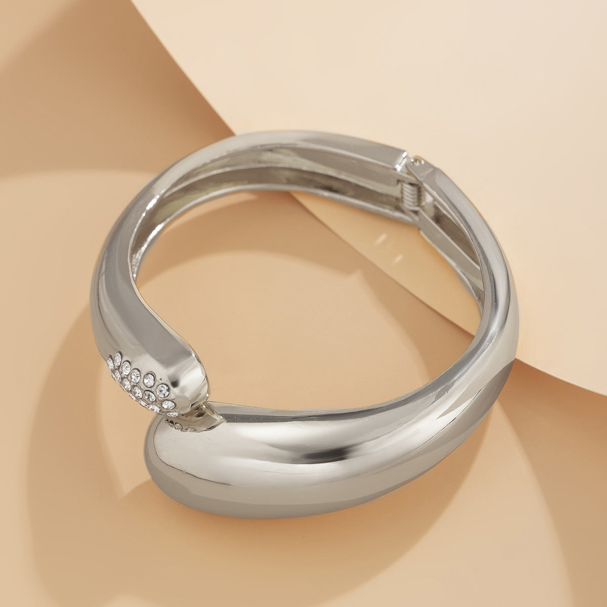 Planderful Vienna Verve Geometric Open Cuff Bracelet For Women Exaggerated Smooth Metal Statement
