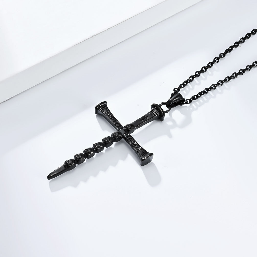 Planderful Titanium Skull Pendant Necklace Seven Deadly Sins Cross Ghost Head For Punk Fashion Lovers