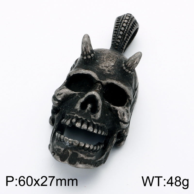 Film And Television Star Wars Mandalorian Dark Demon Horns Skull Cross Mangstar Stainless Necklace