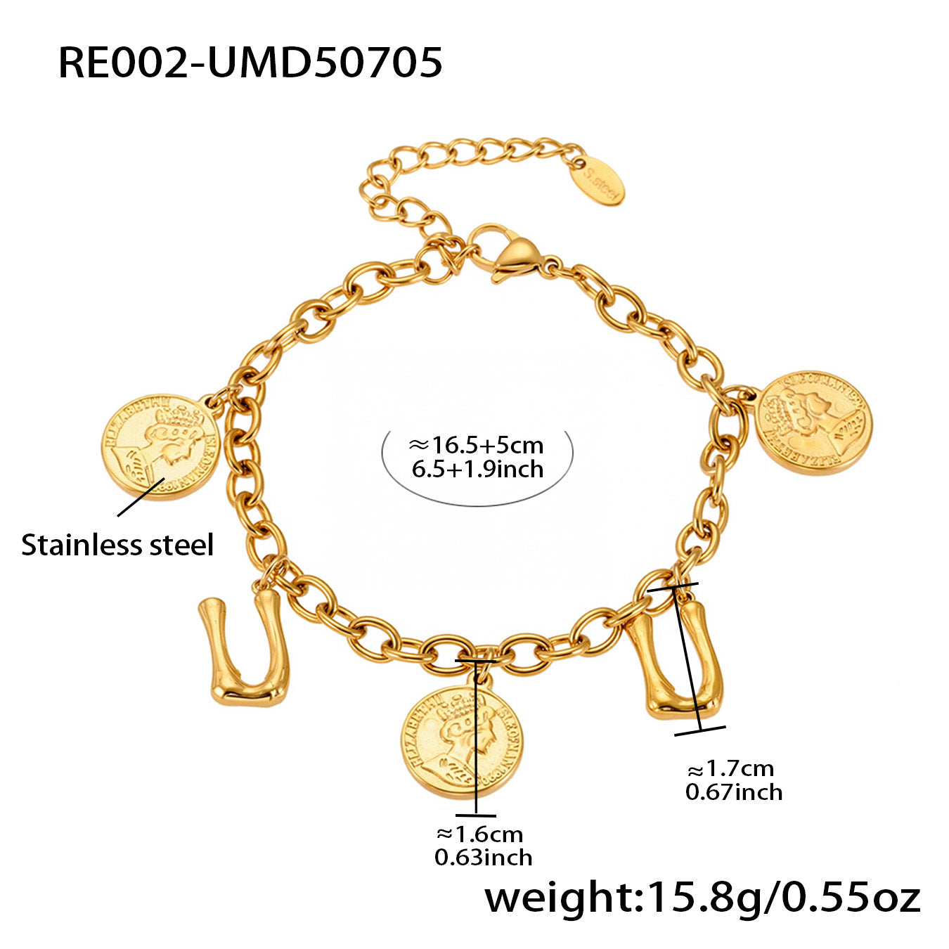 Planderful 26 Letters Queen Elizabeth Luxury Bracelet Women