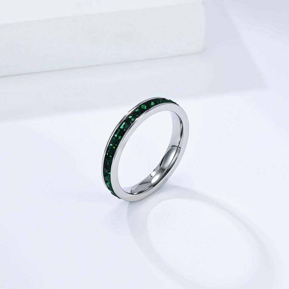 Planderful Everyday Genie Stainless Steel Square Zircon Ring For Women Elegant Everyday Luxury Jewelry