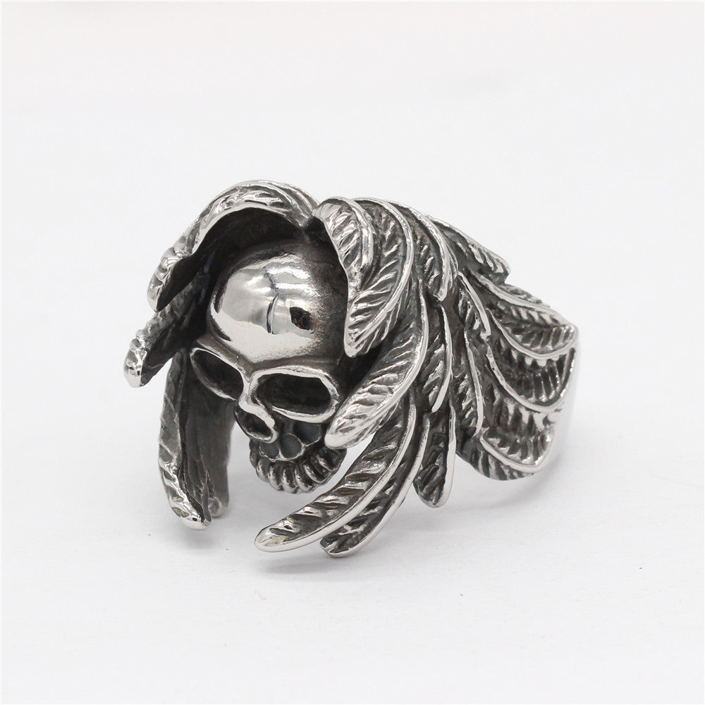 Winged Skull Titanium Steel Ring