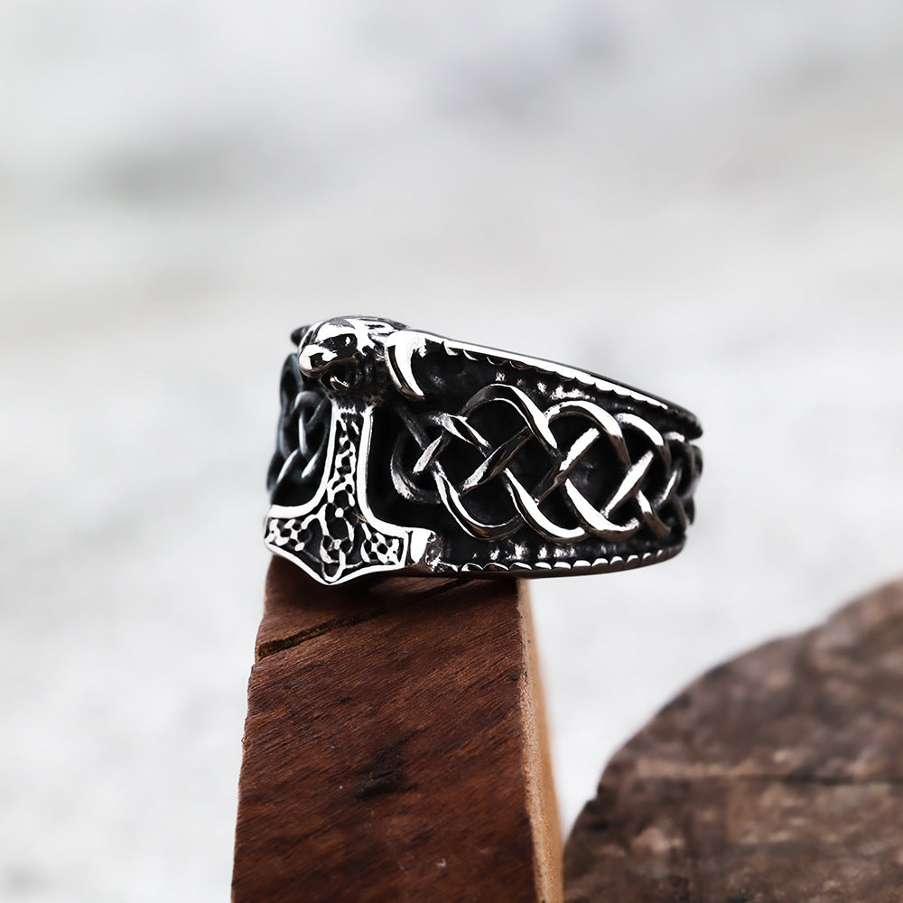 Nordic Vintage Stainless Steel Men's Viking Quake Ring
