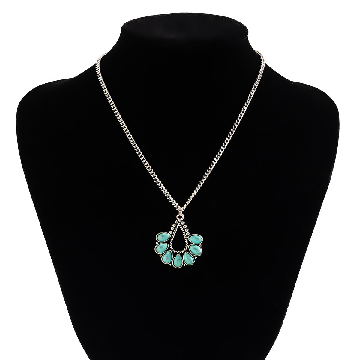 Bohemian Turquoise Necklace with Tassel Dangles for Stylish Women from Europe and America