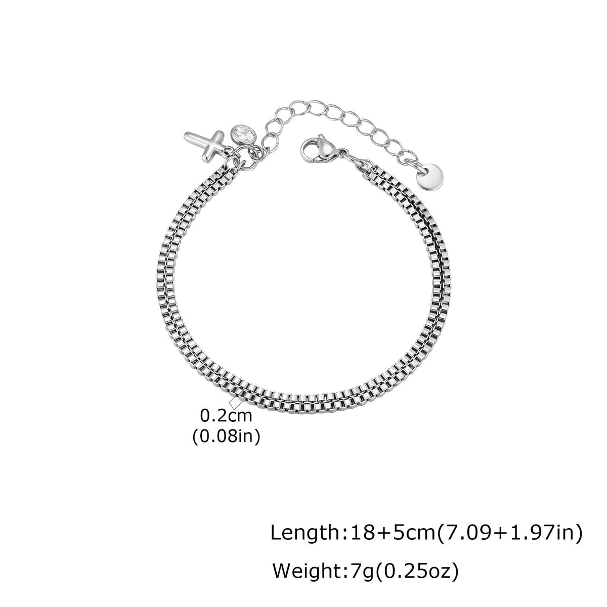 Cross Zircon Vintage Stainless Steel Bracelet