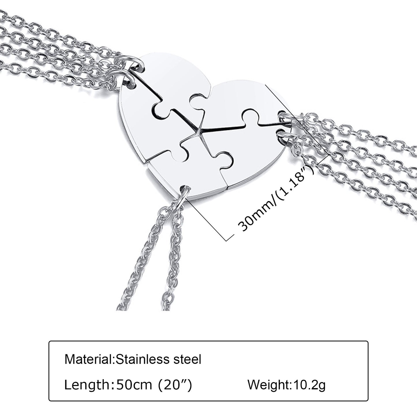 1. Planderful Heart Edge Puzzle Necklace For Couples Stainless Steel Gift For Girlfriend Everyday Elegance Jewelry