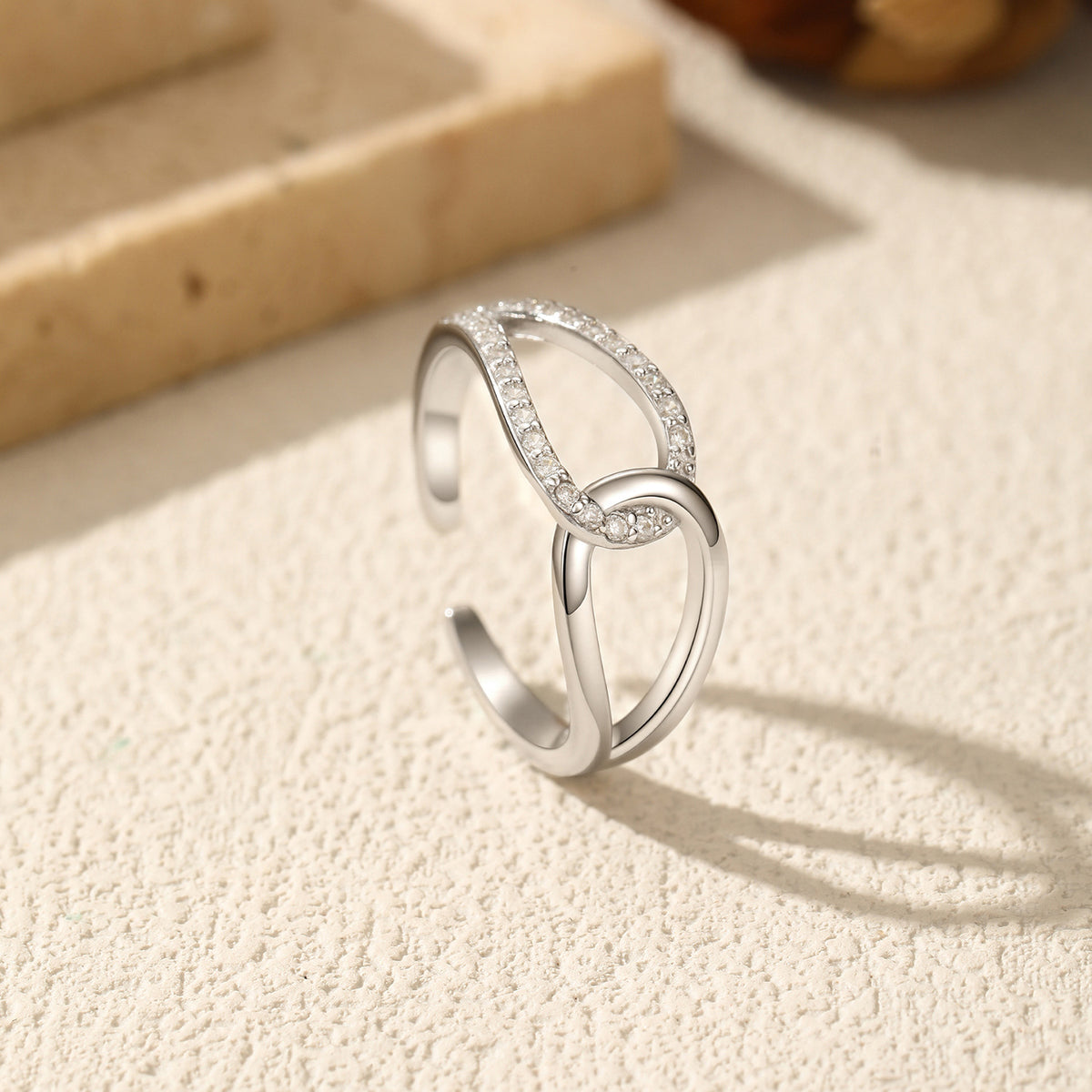 925 Sterling Silver Open Interwoven Double Ring