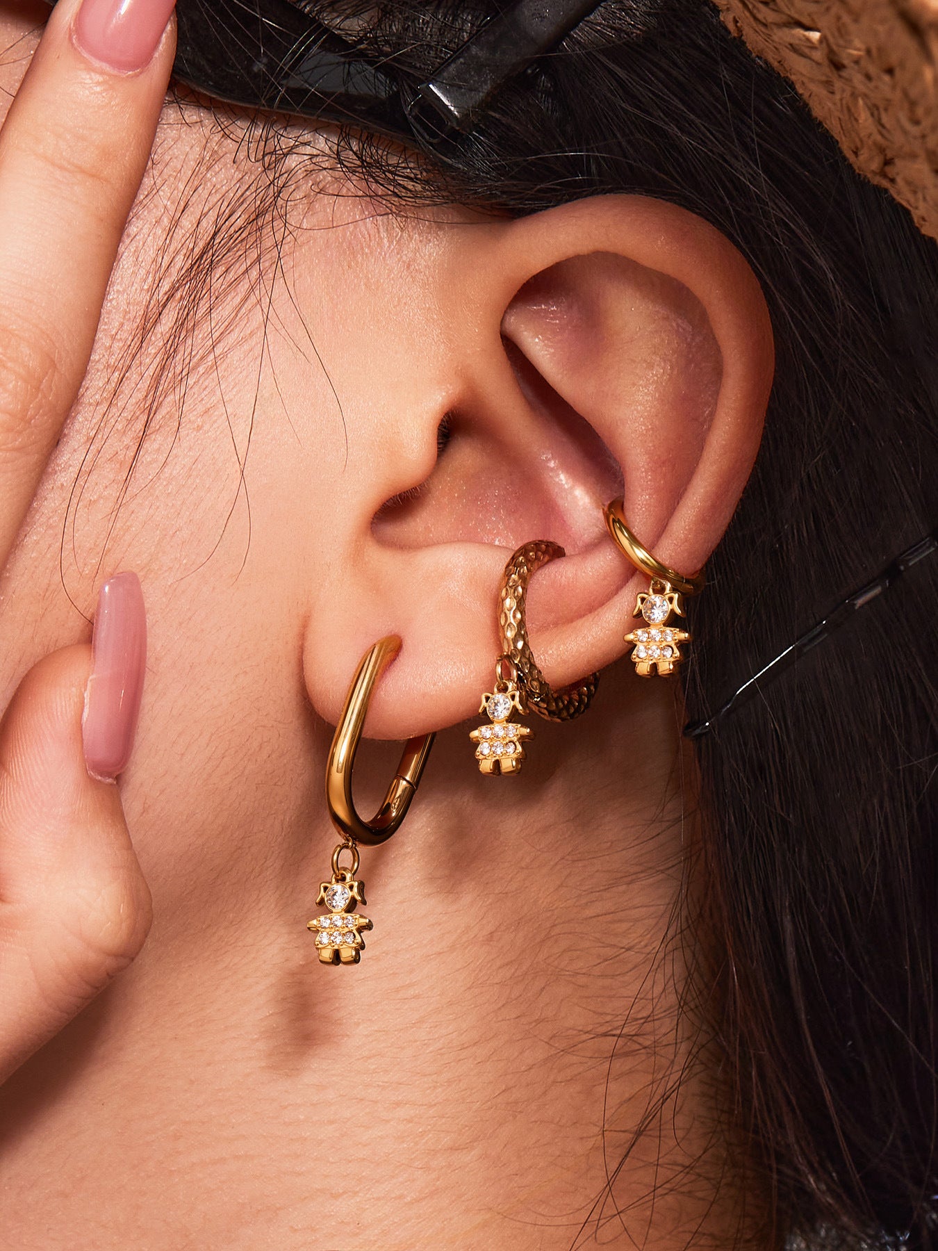 Planderful Little Prince Zircon Earrings Stainless Steel Women