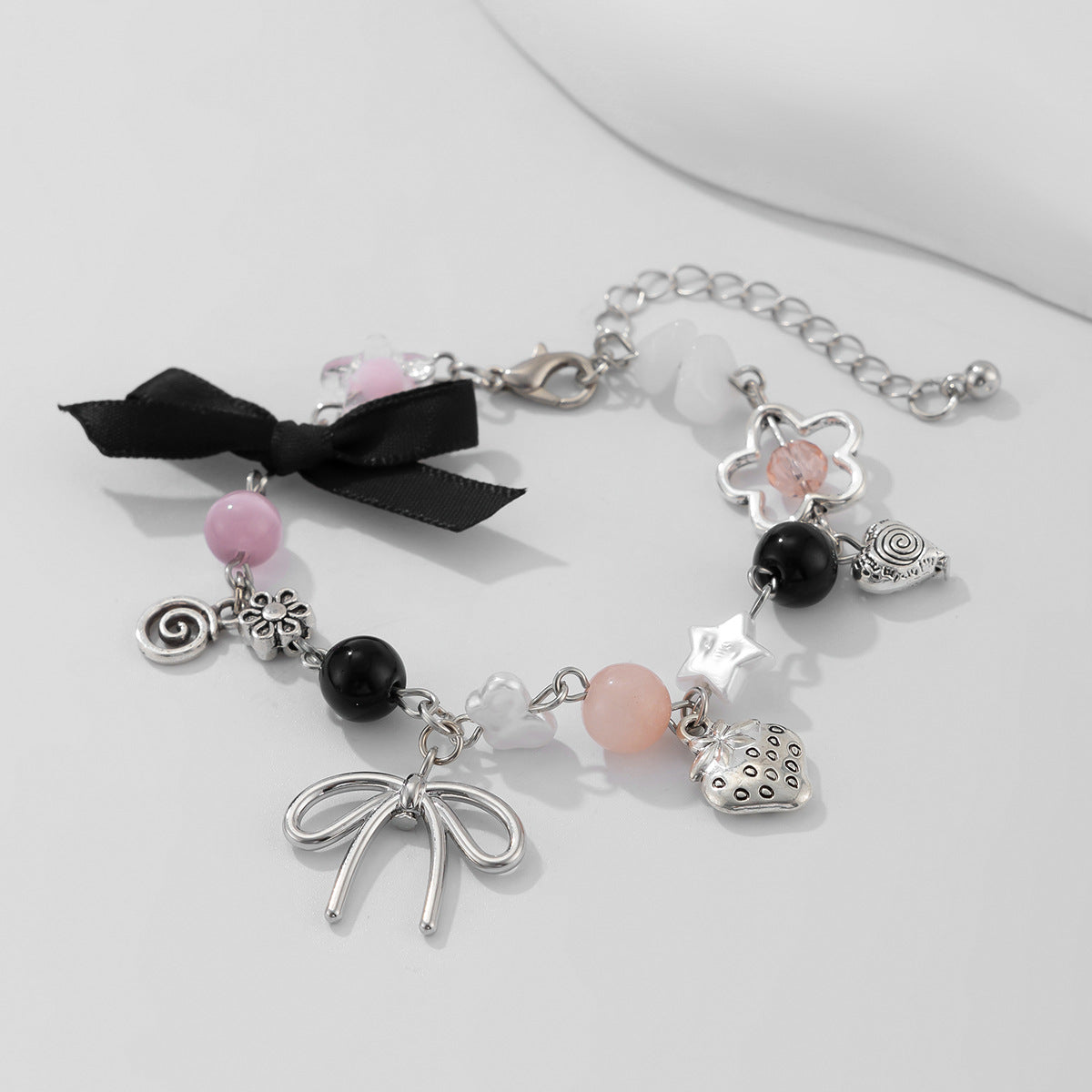 Planderful Pearl Bow Bracelet Imitation Pearls Fringed Statement Jewelry Lolita Style