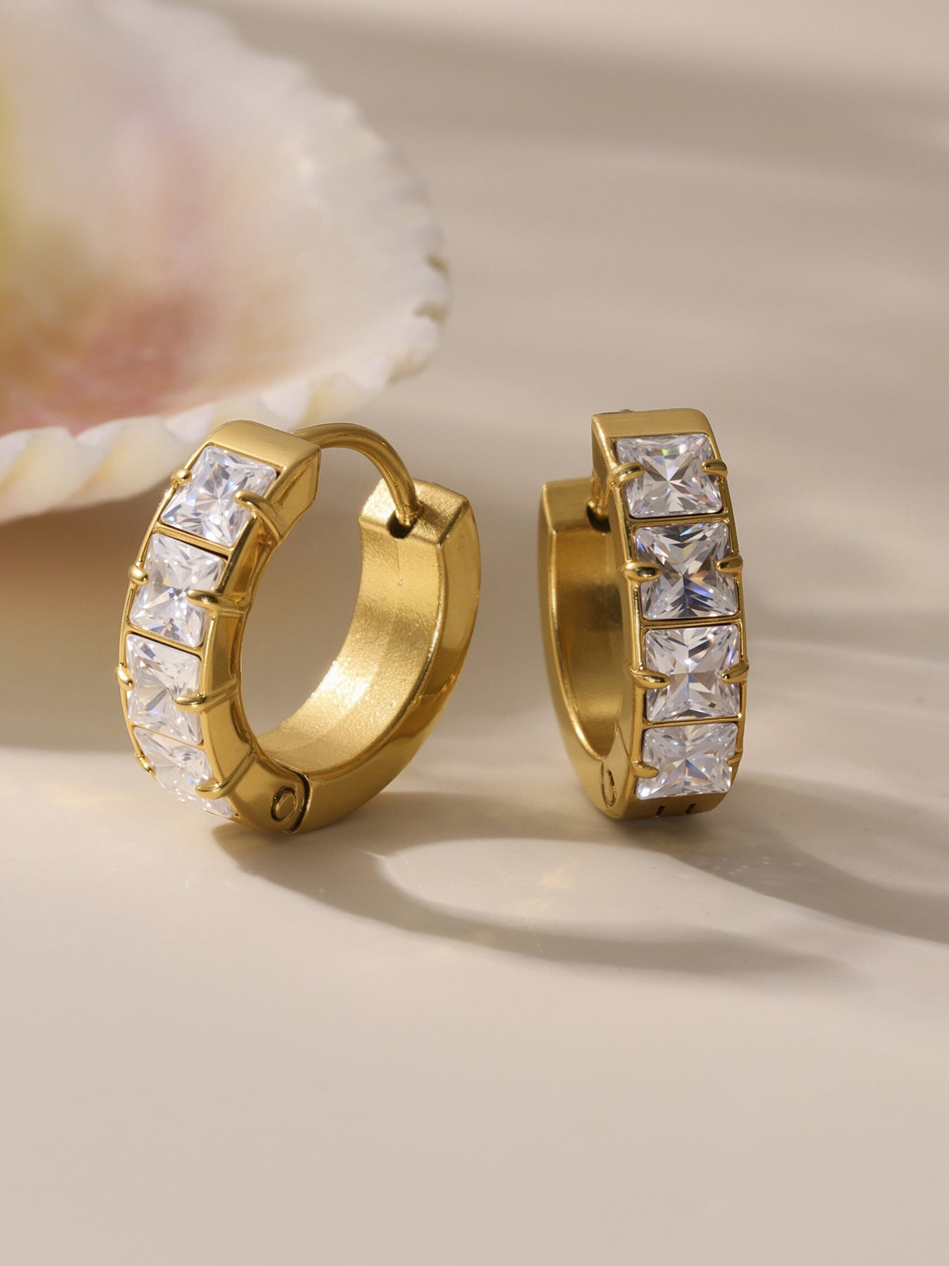 Planderful Zircon Circle Earrings Fashion Stainless Steel Women