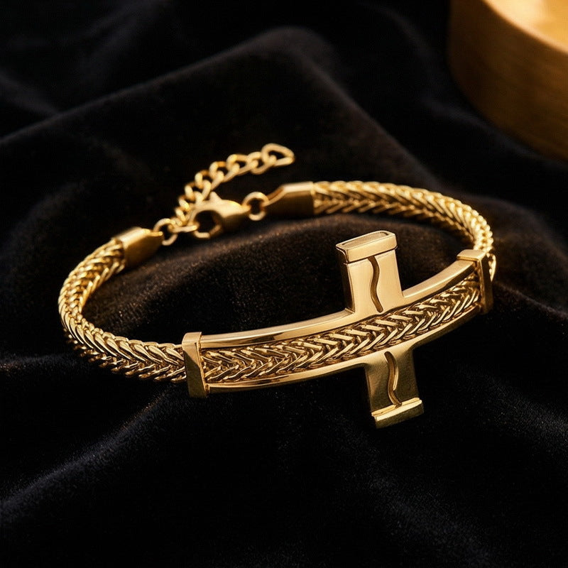 Hip-Hop Cross Bend Bracelet – Keel Chain – Extension Chain