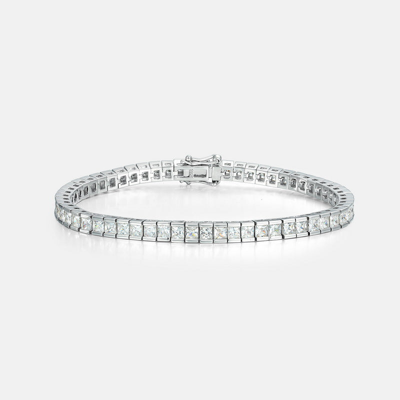 S925 Sterling Silver Zircon Box Chain Bracelet