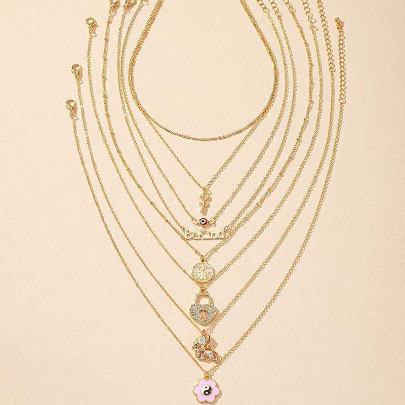 7-Star Butterfly Necklace Set - Stylish Sweater Chain for Women