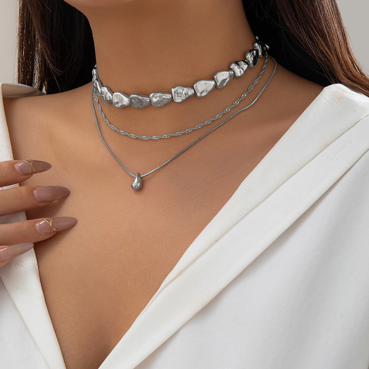 Exaggerated Ins Party Drop Smooth Necklace with Large Teardrop Comma – Cross-border Jewelry Inspired by Europe and The United States