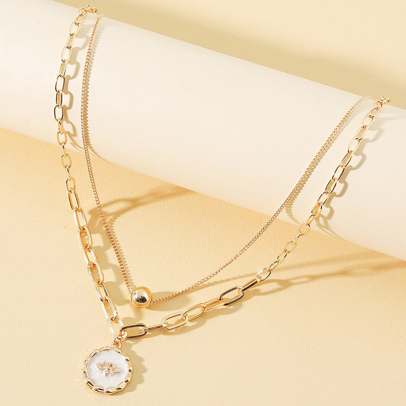 Honeybee Double-Layer Necklace with Vintage Charm