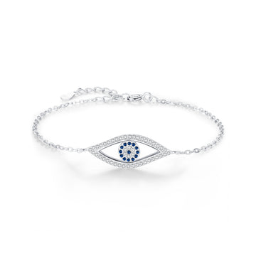 925 Sterling Silver Eye Openwork Zircon Bracelet