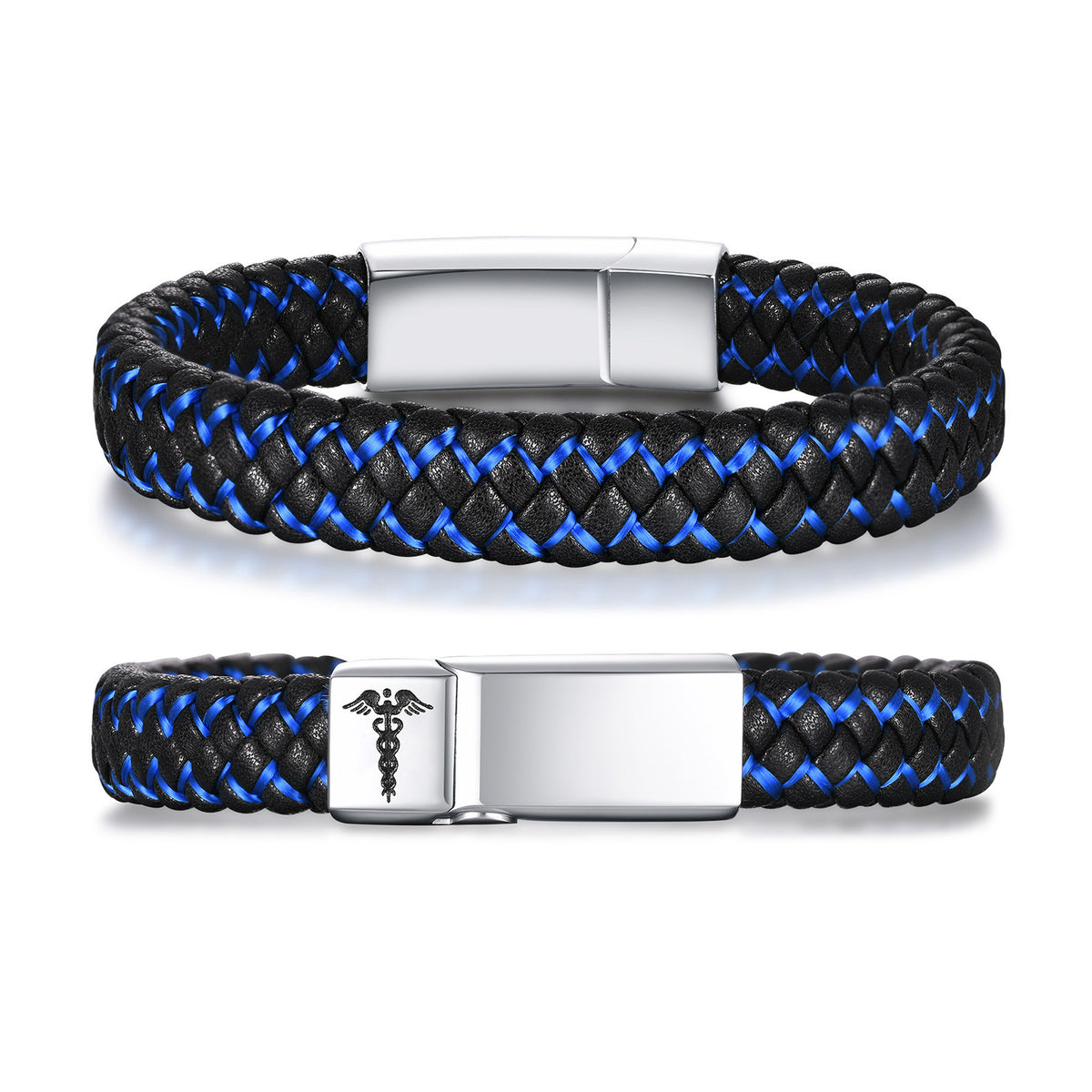 Textured Black Stainless Steel Bracelet for Men