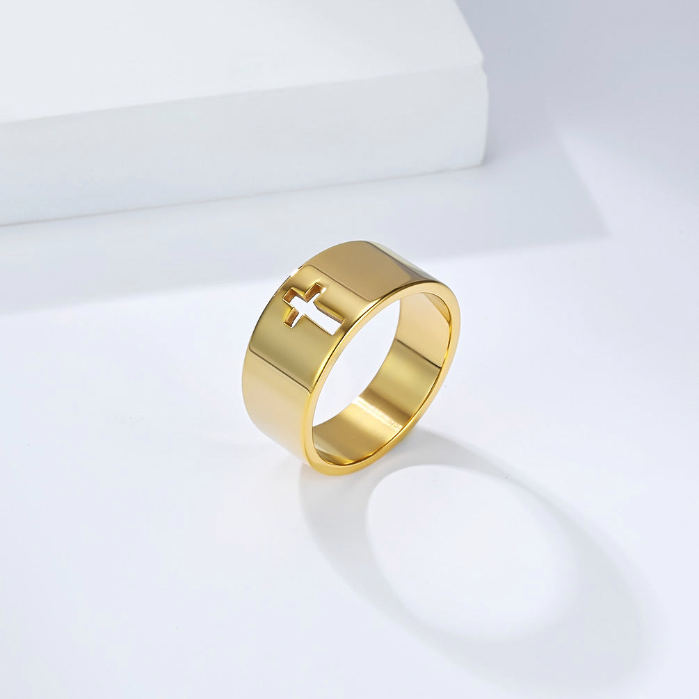 Cross Geometric Vintage Stainless Steel Ring Unisex