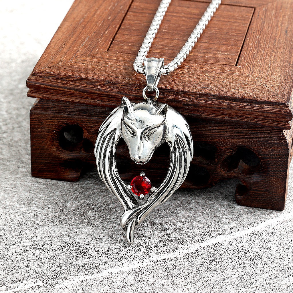 Punk Wolf Stainless Steel Men's Pendant Necklace