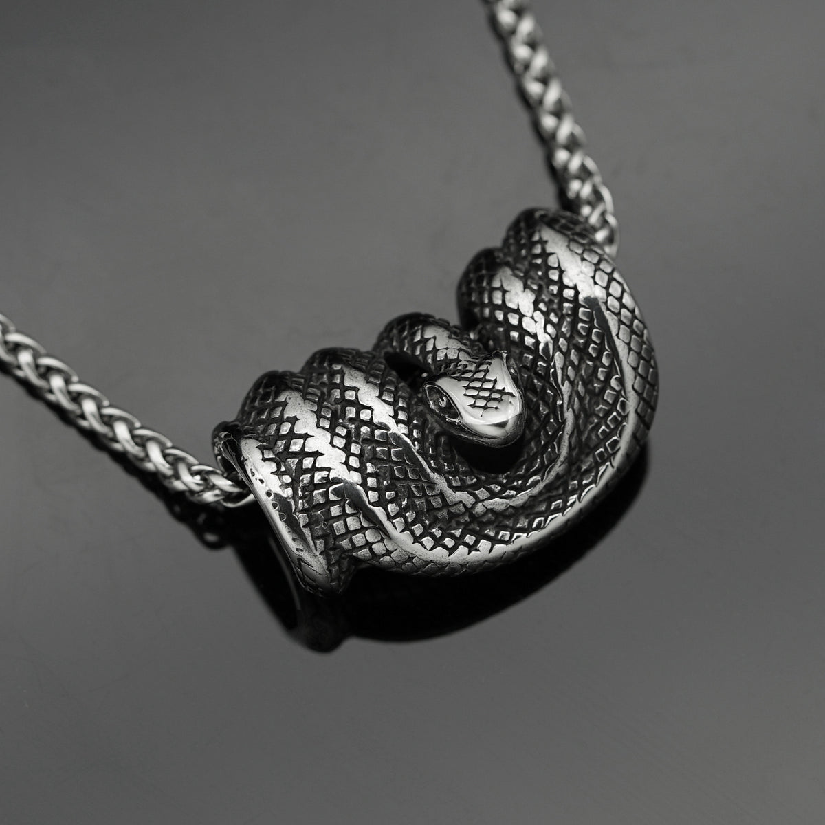 Vintage Snake Zodiac Stainless Steel Pendant Necklace