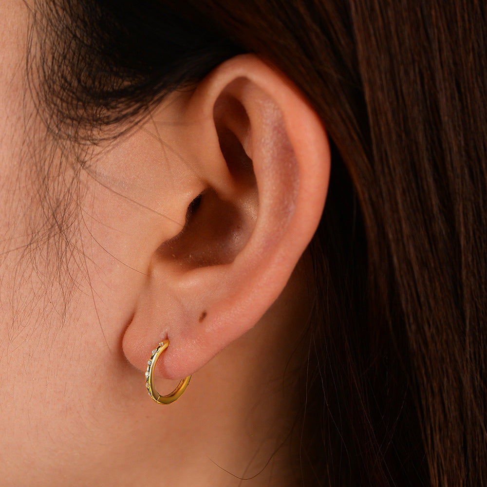 S925 Sterling Silver Zircon Earrings, Ear Buckles,, And Geometric Circle Earrings.
