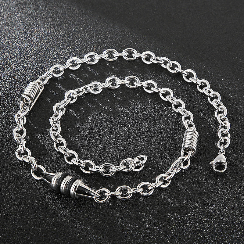 Enjoy Creative Models, Street Auction Round O-Chain Splicing Olive Core Spring Men's Necklace