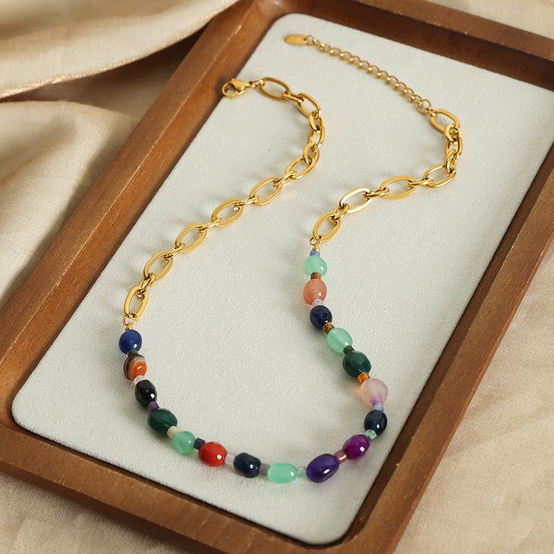 Luxurious Handcrafted Agate Beaded Necklace for Elegant Women