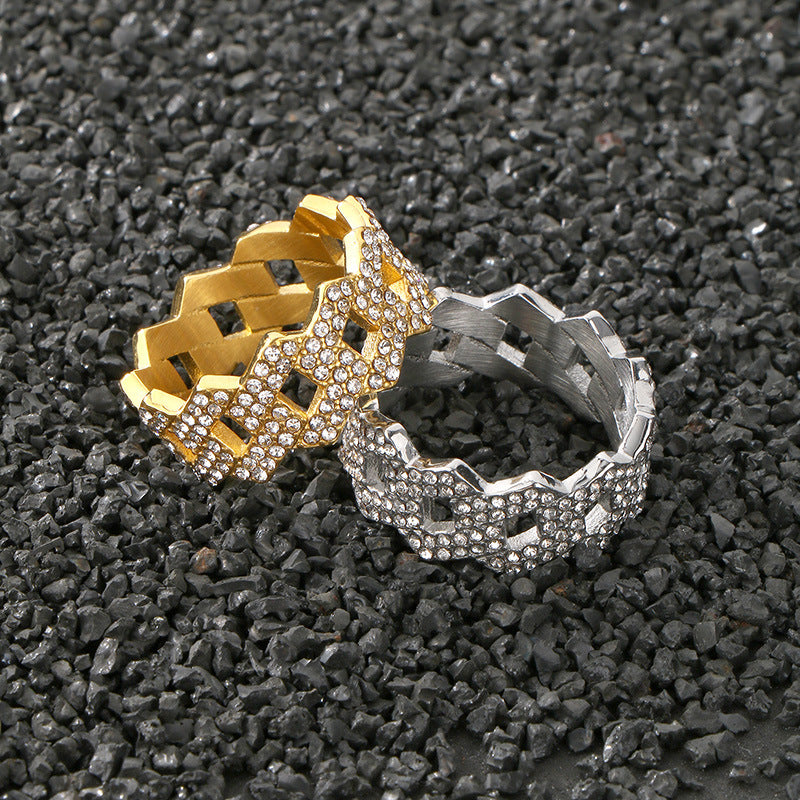 Planderful Personalized Zircon Ring For Men Hip Hop Style