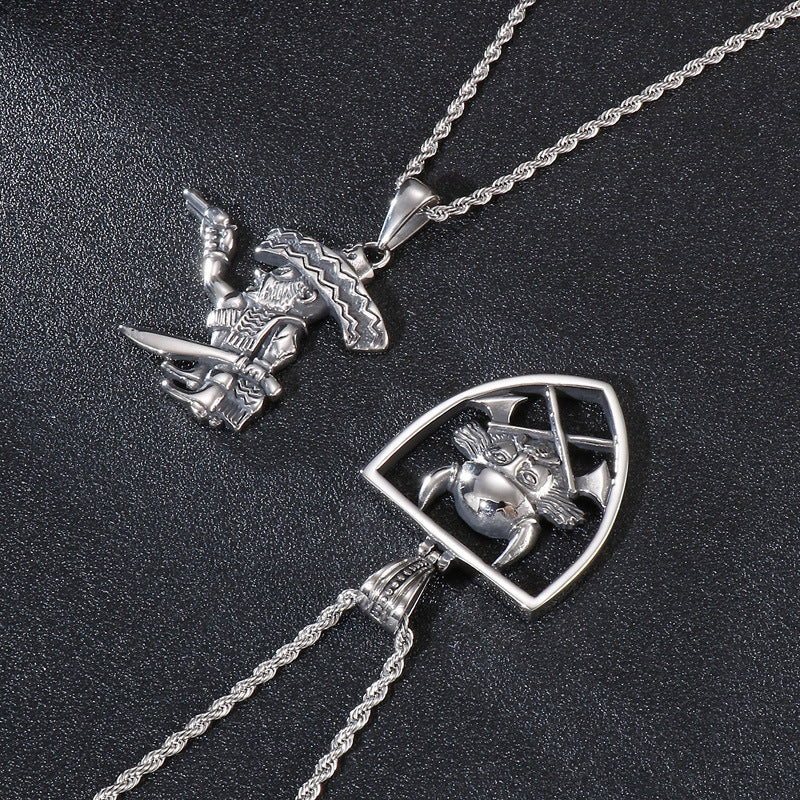 Pirate Charm Titanium Pendant - Unique Men's Jewelry Piece