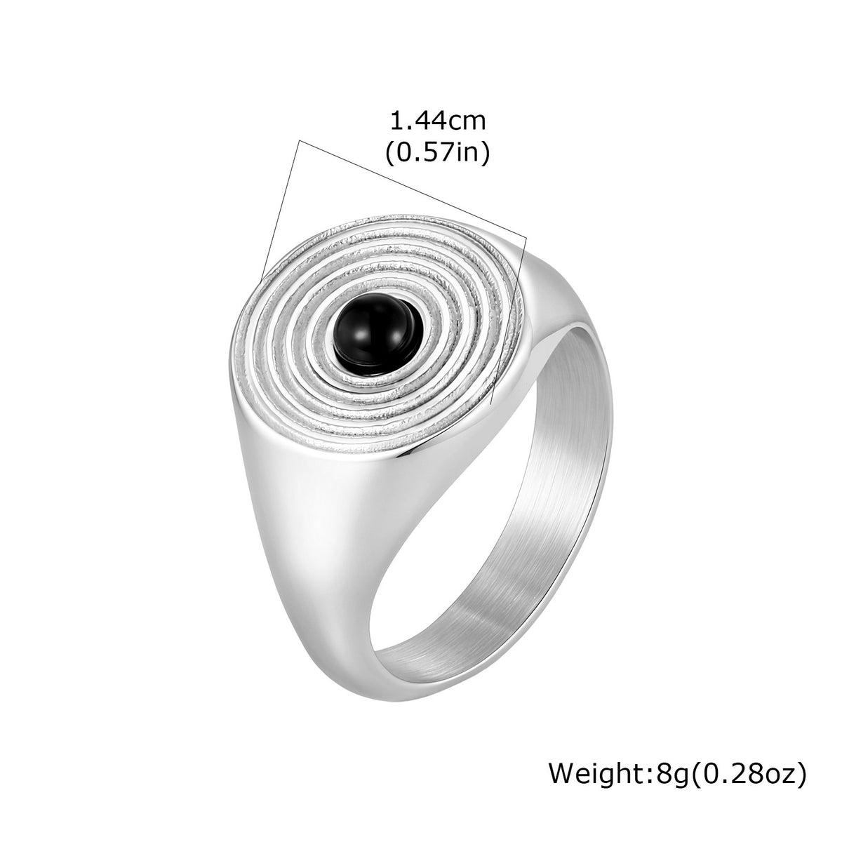 Design Men's Agate Pattern Annual Ring Seal Stainless Steel