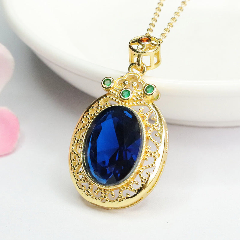 Lab-Grown Blue Spinel Cloud Pendant — No Chain