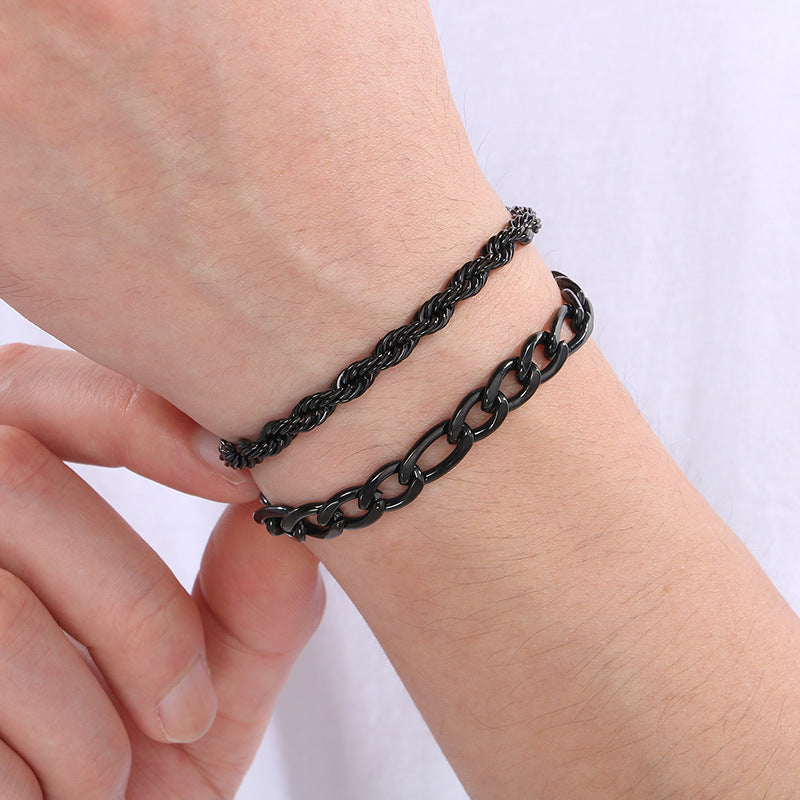 Minimalist Unisex Bracelet Stacked Figaro Twist Chain Cuban Chain