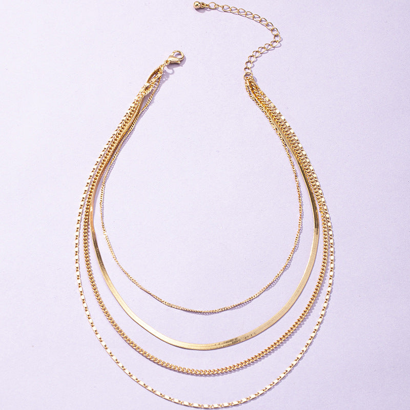 European and American Favorite: Chic 4-Layer Metal Chain Necklace by Korean Internet Sensation