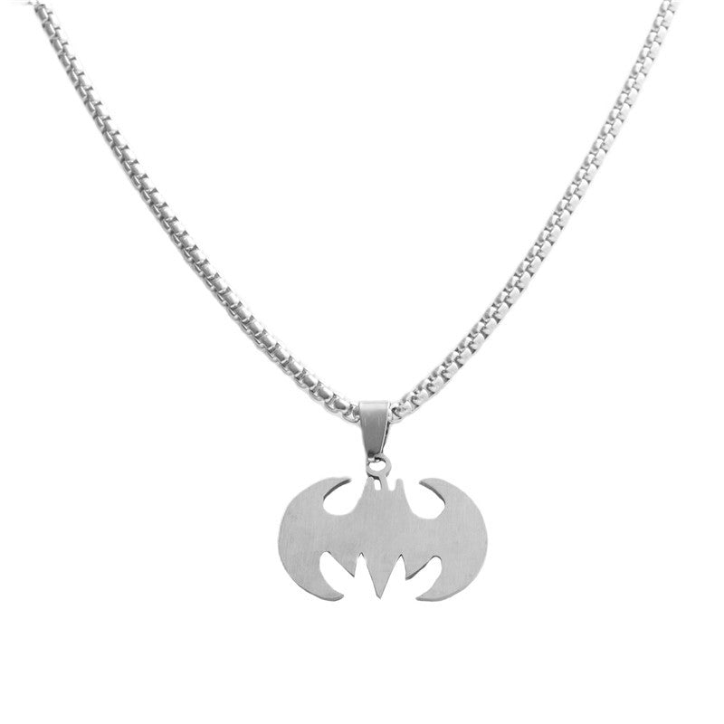 Trendy Men's Personalized Retro Titanium Steel Bat Pendant Necklace