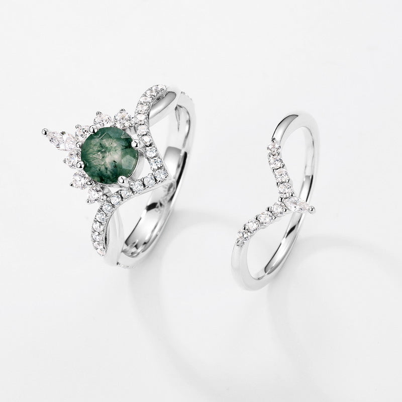 Planderful Jewelry Sterling Moss Agate Ring